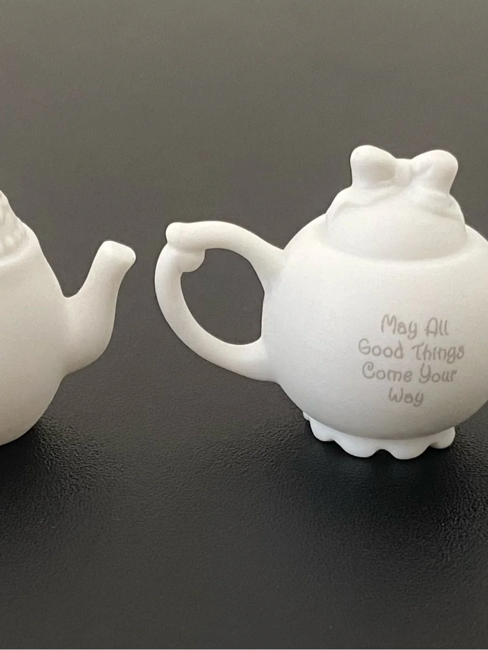 Precious Moments White Porcelain Mini Tea Set with Pink Accents
